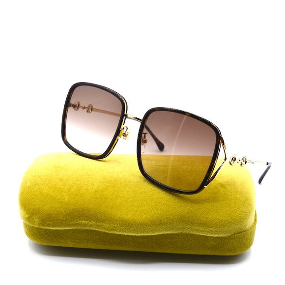 NEW GUCCI GG1016SK 003 HAVANA GOLD BROWN GRADIENT AUTHENTIC SUNGLASSES - Picture 12 of 13